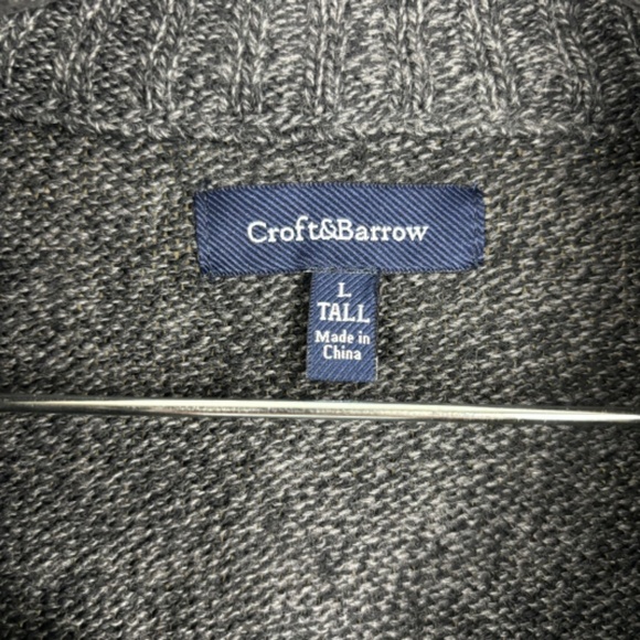 Croft & Barrow 1/4 zip Sweater blend of Gray Size L TALL - Picture 3 of 8